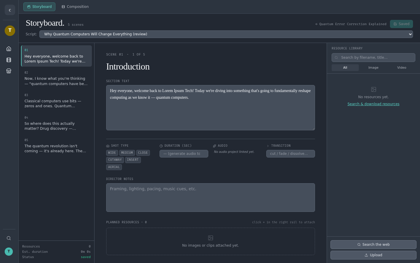 Storyboard editor